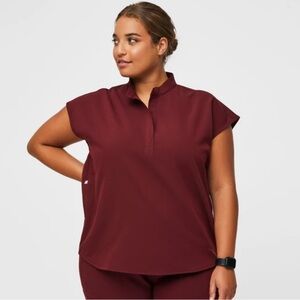 Rafaela Oversized Scrub Top - Burgundy